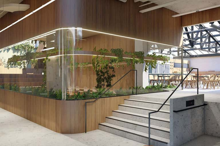 Modern office staircase and workspace